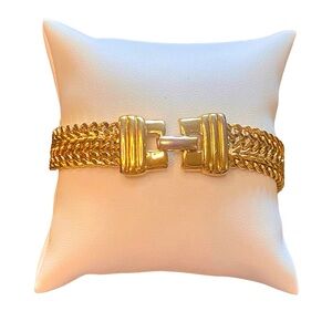 Vintage Monet Chunky Basket Weave Link Bracelet